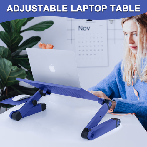 Adjustable Height Laptop Desk - Portable Standing Desk (Blue)
